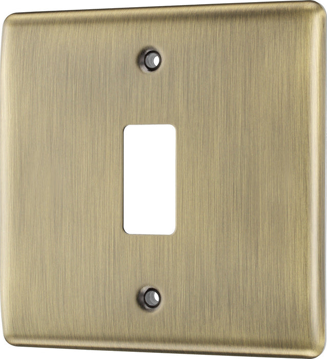 BG RNAB1 Nexus Metal 1G Grid Front Plate - Antique Brass - westbasedirect.com