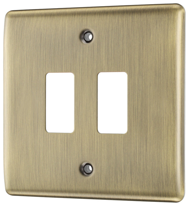 BG RNAB2 Nexus Metal 2G Grid Front Plate - Antique Brass - westbasedirect.com