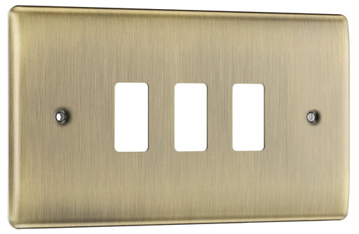 BG RNAB3 Nexus Metal 3G Grid Front Plate - Antique Brass - westbasedirect.com