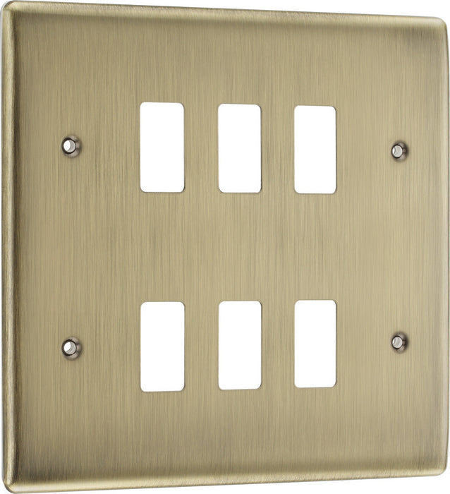 BG RNAB6 Nexus Metal 6G Grid Front Plate - Antique Brass - westbasedirect.com