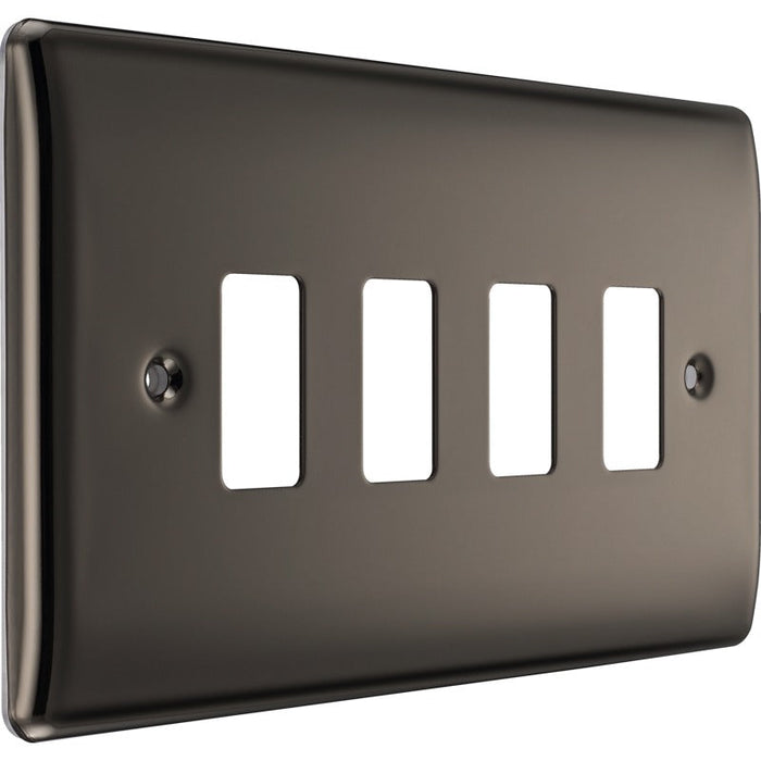 BG RNBN4 Nexus Metal 4G Grid Front Plate - Black Nickel - westbasedirect.com