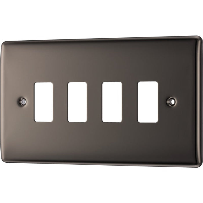 BG RNBN4 Nexus Metal 4G Grid Front Plate - Black Nickel - westbasedirect.com