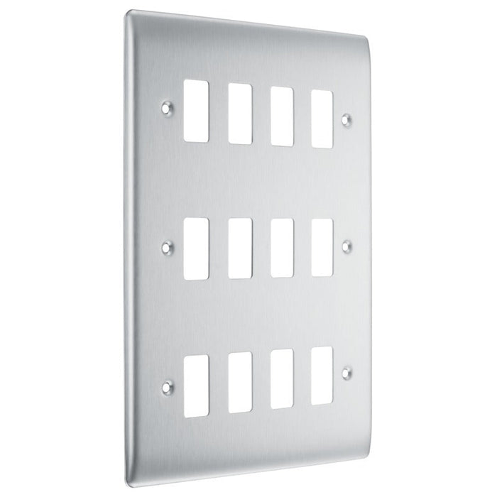 BG RNBS12 Nexus Metal 12G Grid Front Plate - Brushed Steel - westbasedirect.com