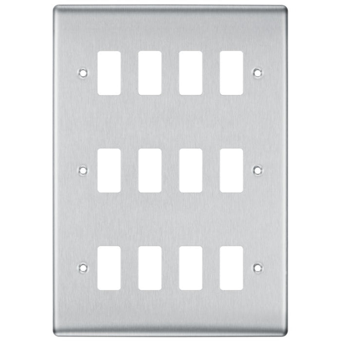 BG RNBS12 Nexus Metal 12G Grid Front Plate - Brushed Steel - westbasedirect.com