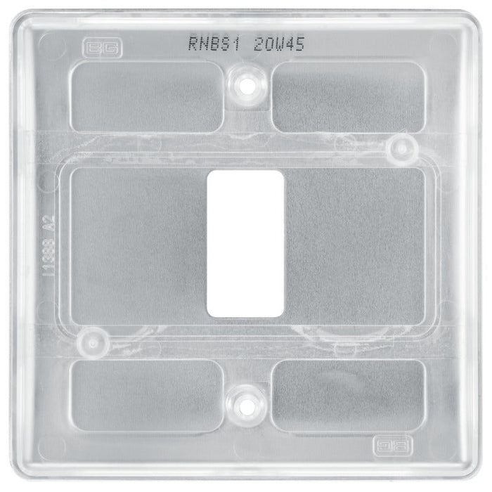 BG RNBS1 Nexus Metal 1G Grid Front Plate - Brushed Steel - westbasedirect.com