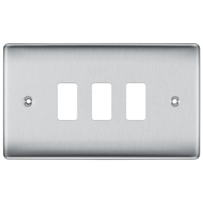 BG RNBS3 Nexus Metal 3G Grid Front Plate - Brushed Steel - westbasedirect.com