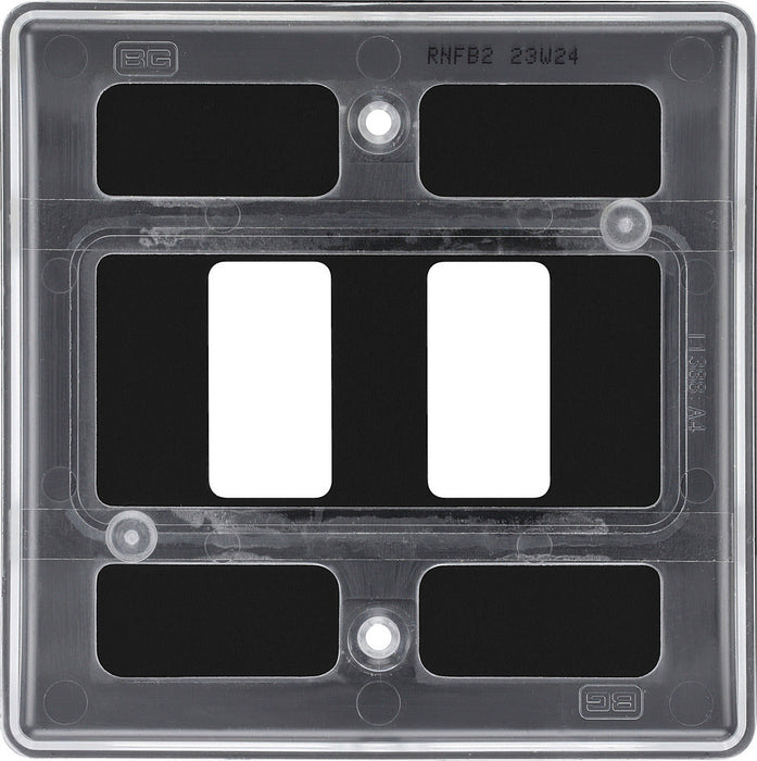 BG RNFB2 Nexus Metal 2G Grid Front Plate - Matt Black - westbasedirect.com