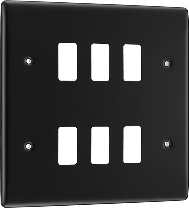 BG RNFB6 Nexus Metal 6G Grid Front Plate - Matt Black - westbasedirect.com