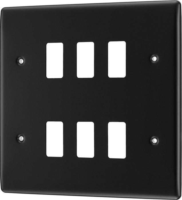 BG RNFB6 Nexus Metal 6G Grid Front Plate - Matt Black - westbasedirect.com