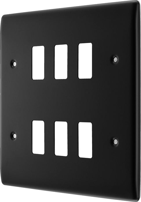 BG RNFB6 Nexus Metal 6G Grid Front Plate - Matt Black - westbasedirect.com