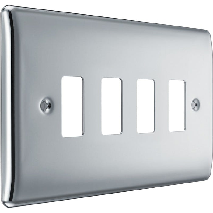 BG RNPC4 Nexus Metal 4G Grid Front Plate - Polished Chrome - westbasedirect.com