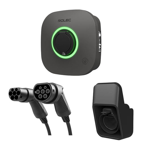 Rolec ROLEC5013 Evo Intelligent EV Charger 22kW Universal Socket Daytona Grey c/w EVPP0710 5m 32A 3 Phase Type 2 to Type 2 Charging Lead & Holster - westbasedirect.com