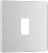 BG Evolve RPCDBS1W 1G Grid Front Plate - Brushed Steel (White)