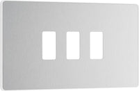 BG Evolve RPCDBS3W 3G Grid Front Plate - Brushed Steel (White)