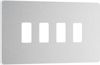 BG Evolve RPCDBS4W 4G Grid Front Plate - Brushed Steel (White)
