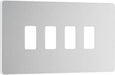 BG Evolve RPCDBS4W 4G Grid Front Plate - Brushed Steel (White) - westbasedirect.com
