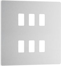 BG Evolve RPCDBS6W 6G Grid Front Plate - Brushed Steel (White)