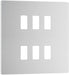 BG Evolve RPCDBS6W 6G Grid Front Plate - Brushed Steel (White) - westbasedirect.com