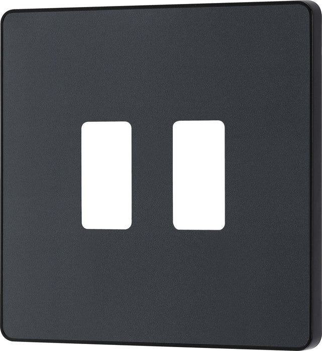 BG Evolve RPCDMG2B 2G Grid Front Plate - Matt Grey (Black) - westbasedirect.com