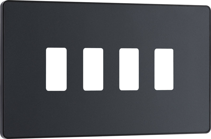 BG Evolve RPCDMG4B 4G Grid Front Plate - Matt Grey (Black) - westbasedirect.com