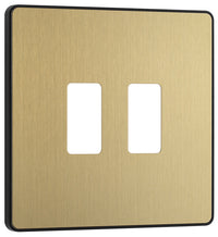 BG Evolve RPCDSB2B 2G Grid Front Plate - Satin Brass (Black)
