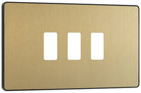 BG Evolve RPCDSB3B 3G Grid Front Plate - Satin Brass (Black)