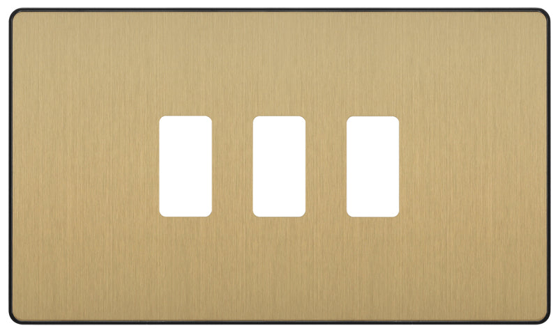 BG Evolve RPCDSB3B 3G Grid Front Plate - Satin Brass (Black) - westbasedirect.com