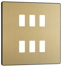 BG Evolve RPCDSB6B 6G Grid Front Plate - Satin Brass (Black)