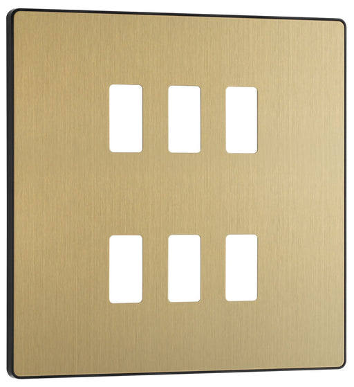 BG Evolve RPCDSB6B 6G Grid Front Plate - Satin Brass (Black) - westbasedirect.com