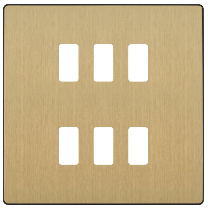 BG Evolve RPCDSB6B 6G Grid Front Plate - Satin Brass (Black) - westbasedirect.com