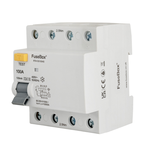 FuseBox RTA1001004 100A 100mA 4P Type A RCD - westbasedirect.com