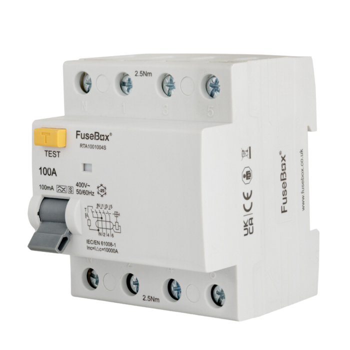 FuseBox RTA1001004 100A 100mA 4P Type A RCD - westbasedirect.com