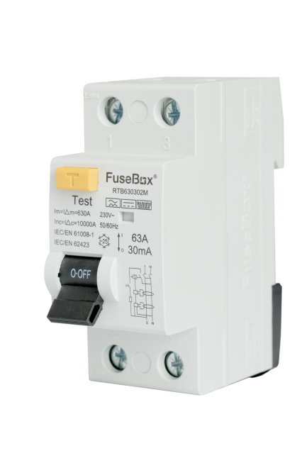 FuseBox RTB630302M 63A Double Pole 2 Module 30mA Type B RCD (36mm) - westbasedirect.com