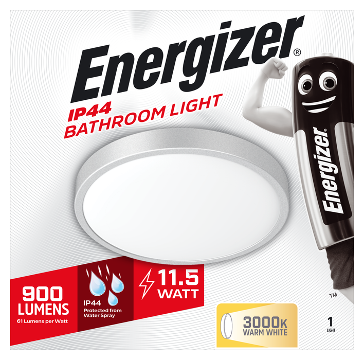 Energizer S10065 11.5W LED 250mm IP44 Bathroom Light - Warm White 3000K