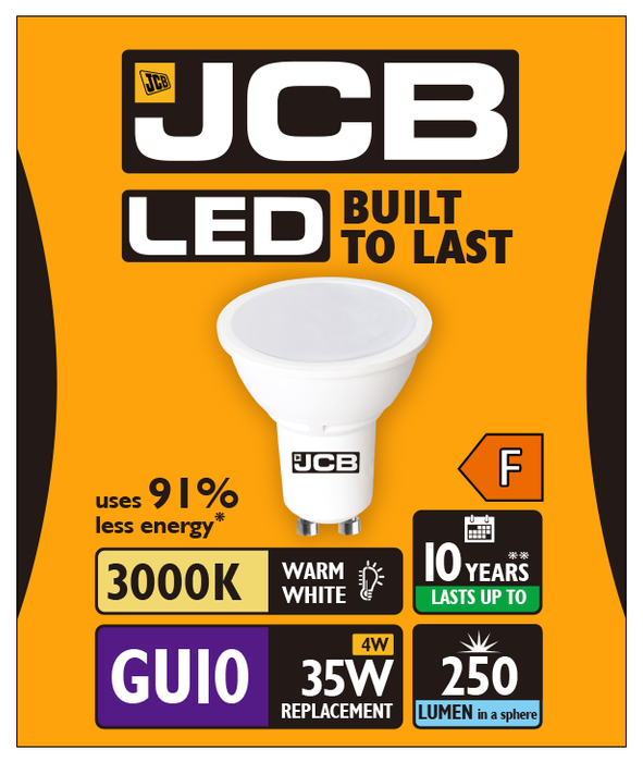 JCB S10961 GU10 Spot LED Bulb 4W 250lm Warm White 3000K