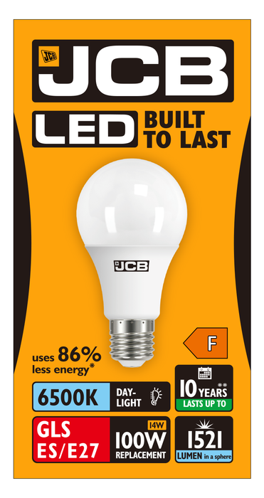 JCB S10996 E27 ES GLS LED Bulb Opal 14W 1521lm Daylight 6500K (12 Pack)