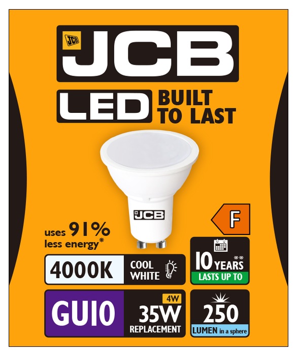 JCB S12498 GU10 Spot LED Bulb 3W 230lm Cool White 4000K