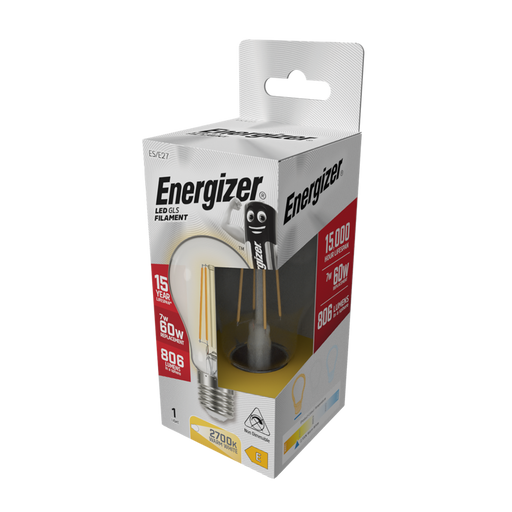 Energizer S12865 7W 806lm E27 ES GLS Filament LED Bulb Warm White 2700K - westbasedirect.com