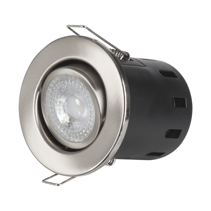 Powermaster S12931 IP20 Fire Rated Tilt Downlight - Brushed