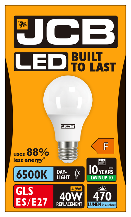 JCB S13568 E27 ES GLS LED Bulb Opal 4.9W 470lm Daylight 6500K (12 Pack)