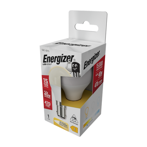Energizer S13570 4.2W 470lm B15 SBC Golf LED Bulb Opal Warm White 2700K - westbasedirect.com