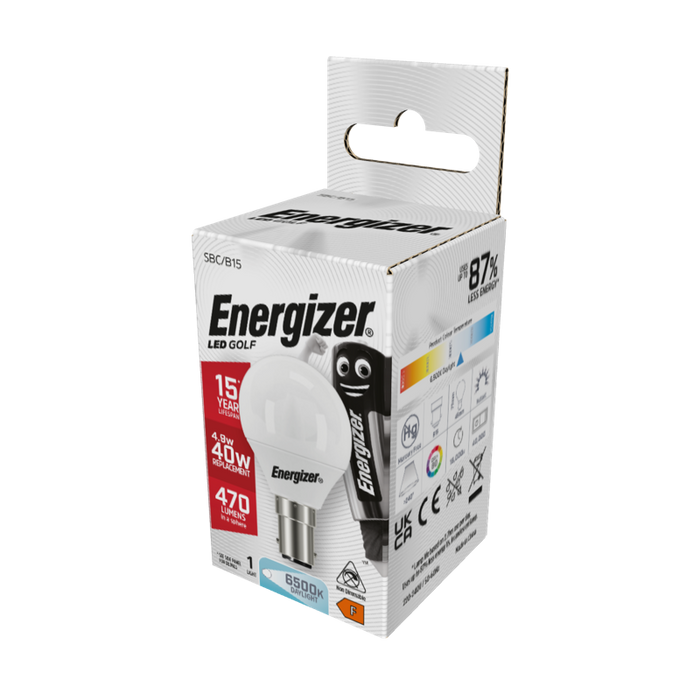 Energizer 5.2W 470lm B15 SBC Golf LED Bulb Opal Daylight 6500K - westbasedirect.com