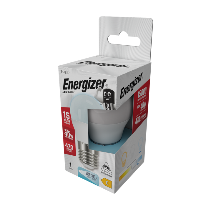 Energizer S13572 4.2W 470lm E27 ES Golf LED Bulb Opal Daylight 6500K - westbasedirect.com