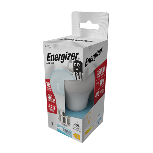 Energizer S13575 4.9W 470lm B22 BC GLS LED Bulb Opal Daylight 6500K - westbasedirect.com