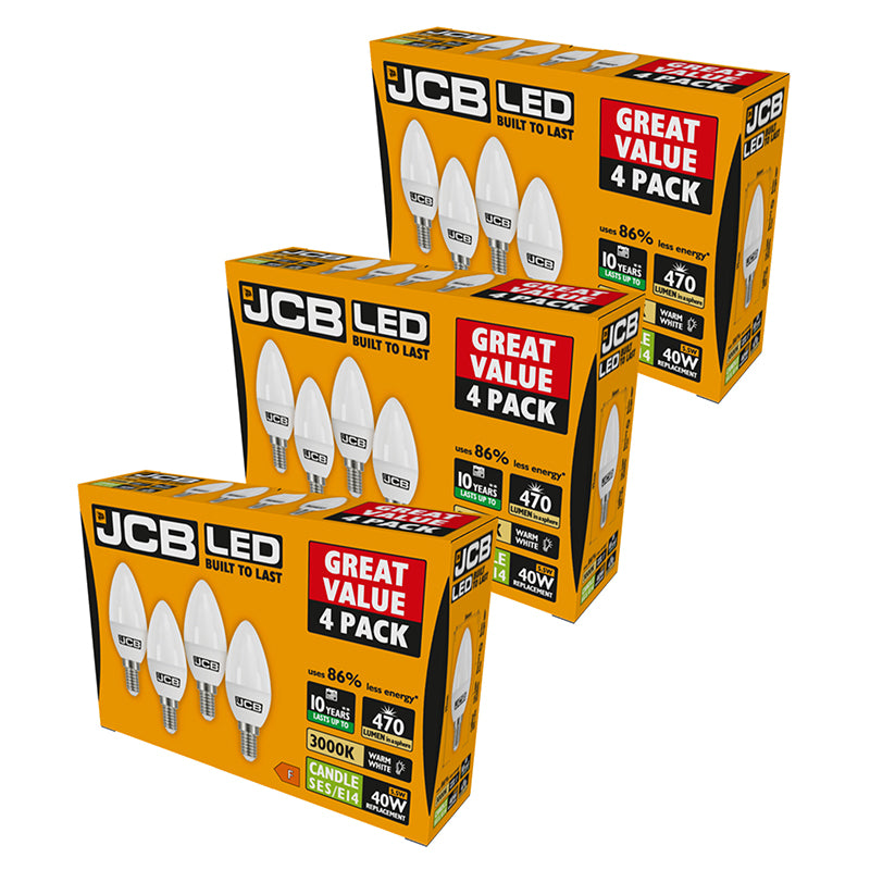 JCB S15146 E14 SES Candle LED Bulb Opal 5.5W 470lm Warm White 3000K (1 ...