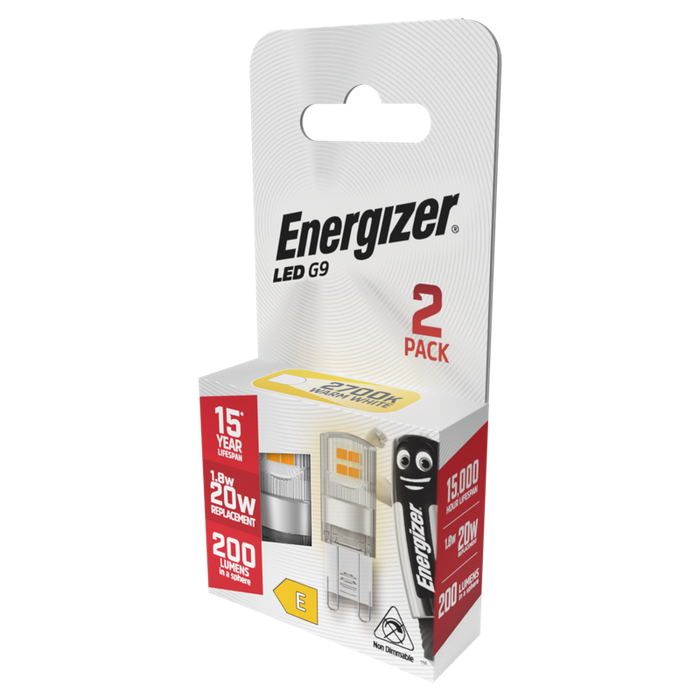 Energizer S29489 1.8W 200lm G9 LED Capsule Bulb Warm White 2700K (2 Pack) - westbasedirect.com