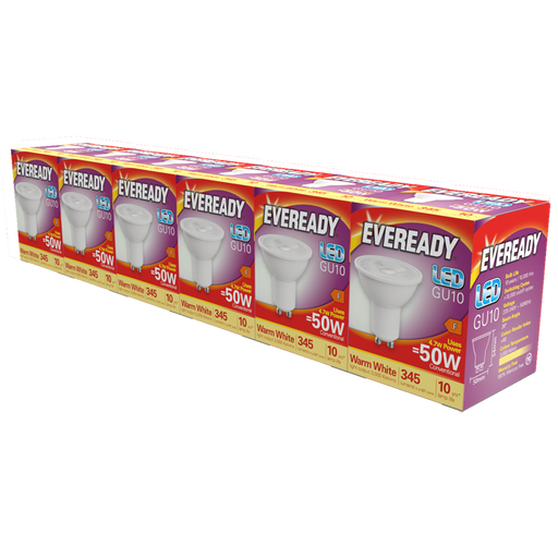 Eveready S29495 GU10 Spotlight LED Bulb Opal 4.7W 345lm Warm White 3000K (5+1 Pack) - westbasedirect.com