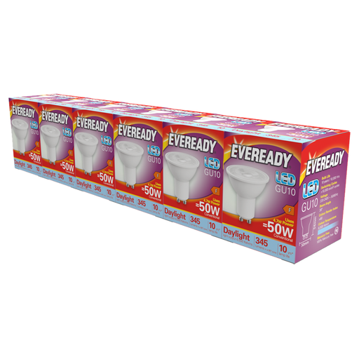 Eveready S29496 GU10 Spotlight LED Bulb Opal 4.7W 345lm Daylight 6500K (5+1 Pack) - westbasedirect.com