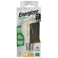 Energizer S29628 A Rated LED Elite GLS E27 Filament 806lm 3.8W 2700K (Warm White)(12 Pack)