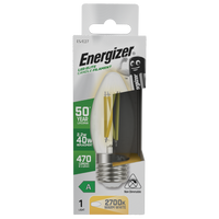 Energizer S29636 A Rated LED Elite Candle E27 Filament 470lm 2.2W 2700K (Warm White)